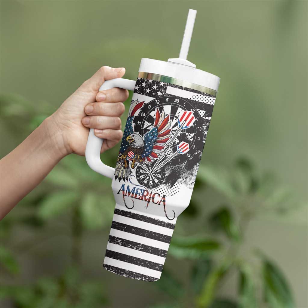 USA Darts Tumbler With Handle American Bald Eagle with Grunge Style - Wonder Print Shop