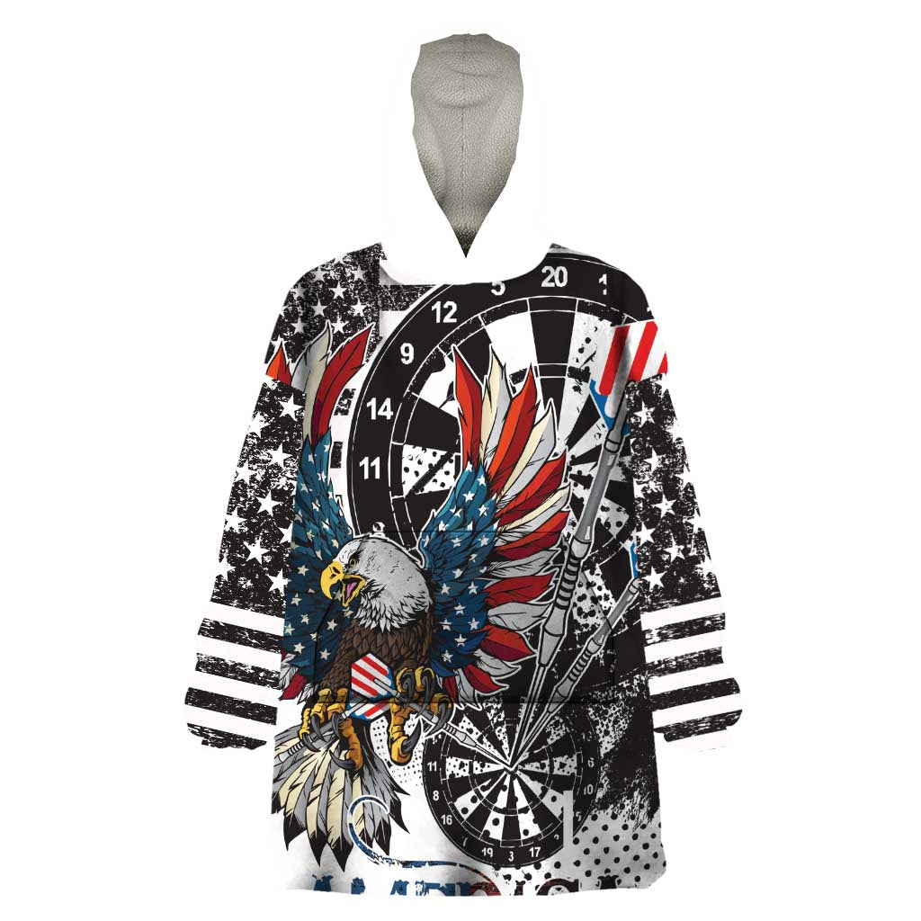 USA Darts Wearable Blanket Hoodie American Bald Eagle with Grunge Style - Wonder Print Shop