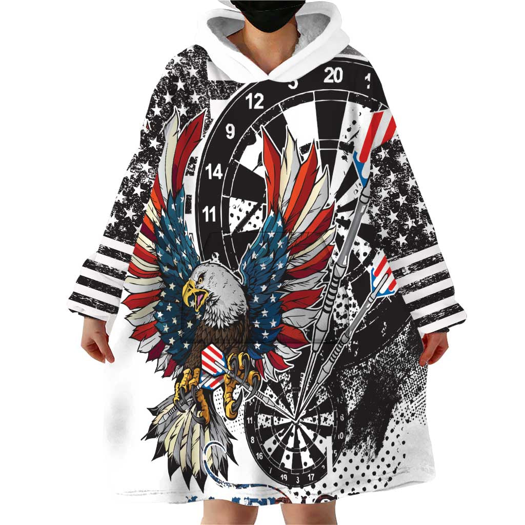 USA Darts Wearable Blanket Hoodie American Bald Eagle with Grunge Style - Wonder Print Shop