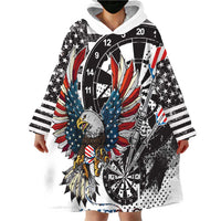 USA Darts Wearable Blanket Hoodie American Bald Eagle with Grunge Style - Wonder Print Shop