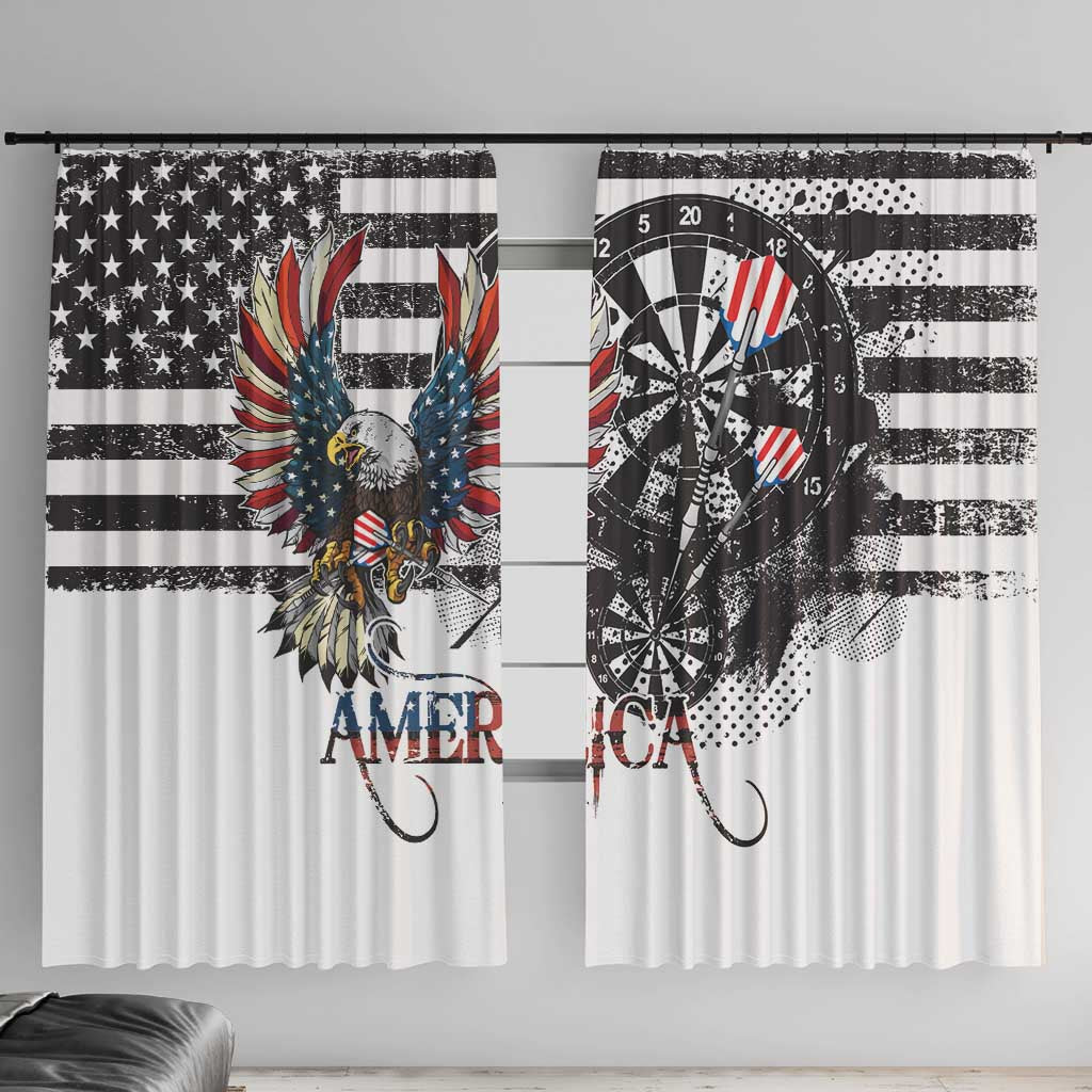 USA Darts Window Curtain American Bald Eagle with Grunge Style - Wonder Print Shop