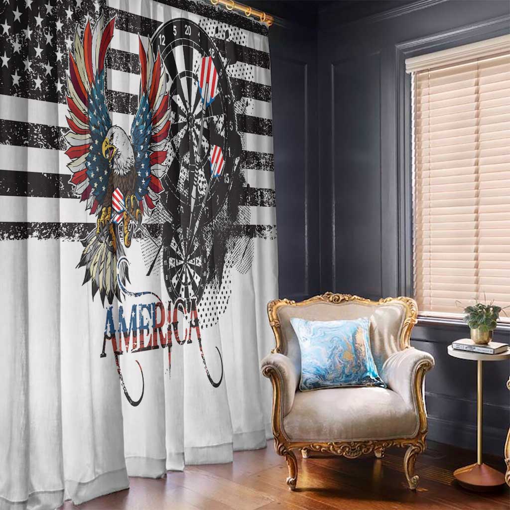 USA Darts Window Curtain American Bald Eagle with Grunge Style - Wonder Print Shop