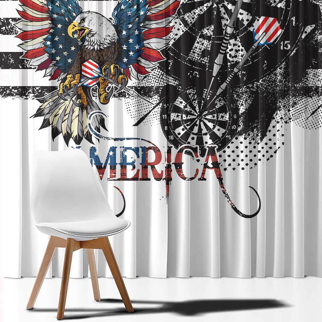 USA Darts Window Curtain American Bald Eagle with Grunge Style - Wonder Print Shop