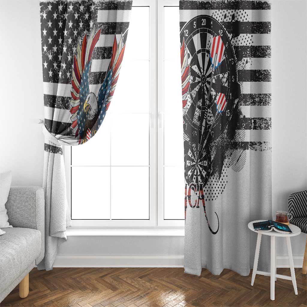 USA Darts Window Curtain American Bald Eagle with Grunge Style - Wonder Print Shop
