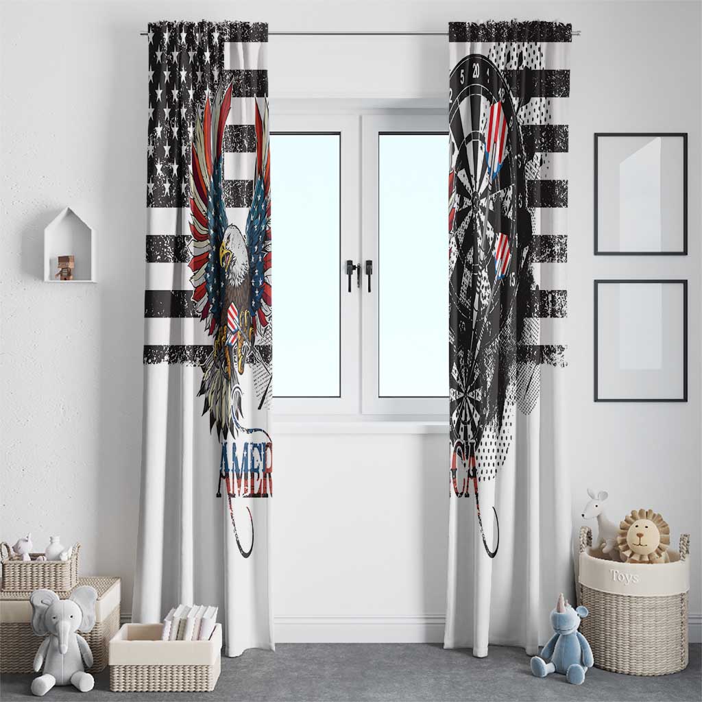 USA Darts Window Curtain American Bald Eagle with Grunge Style - Wonder Print Shop
