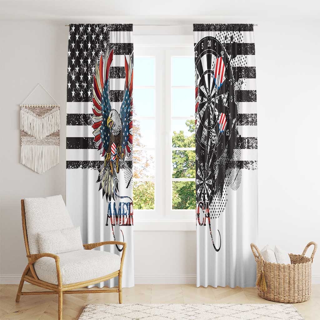 USA Darts Window Curtain American Bald Eagle with Grunge Style - Wonder Print Shop
