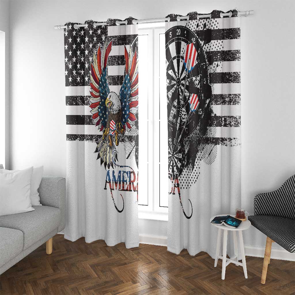 USA Darts Window Curtain American Bald Eagle with Grunge Style - Wonder Print Shop