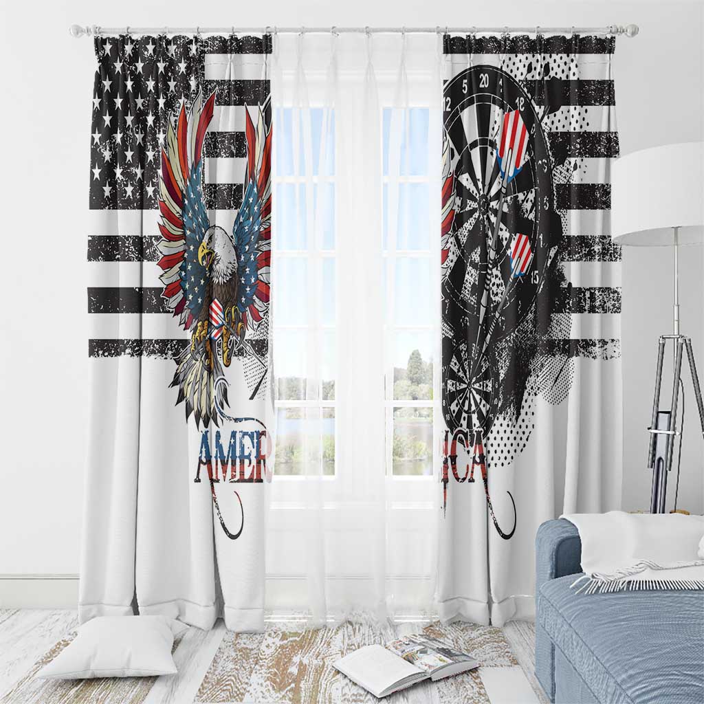 USA Darts Window Curtain American Bald Eagle with Grunge Style - Wonder Print Shop