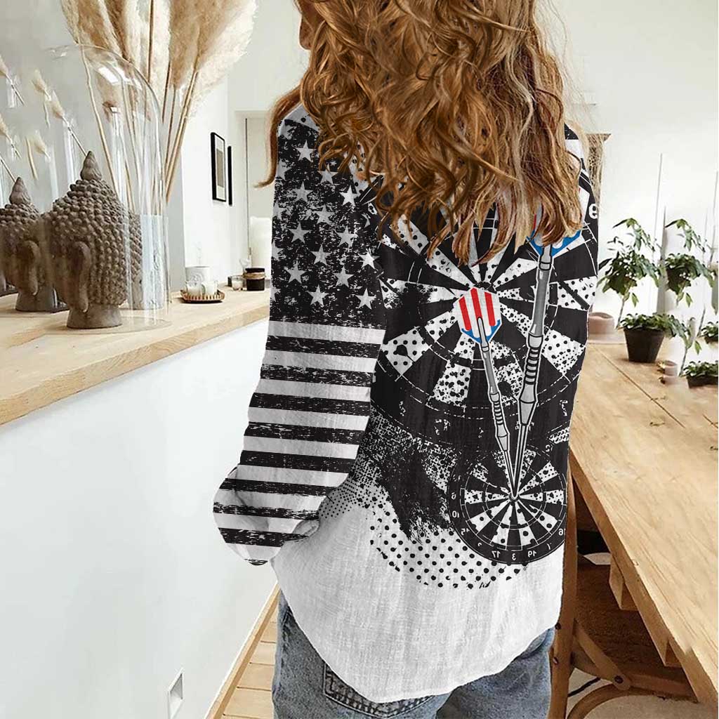 USA Darts Women Casual Shirt American Bald Eagle with Grunge Style - Wonder Print Shop