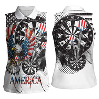 USA Darts Women Sleeveless Polo Shirt American Bald Eagle with Grunge Style - Wonder Print Shop