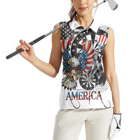 USA Darts Women Sleeveless Polo Shirt American Bald Eagle with Grunge Style - Wonder Print Shop