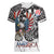 USA Darts Women V-Neck T-Shirt American Bald Eagle with Grunge Style - Wonder Print Shop