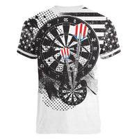 USA Darts Women V-Neck T-Shirt American Bald Eagle with Grunge Style - Wonder Print Shop