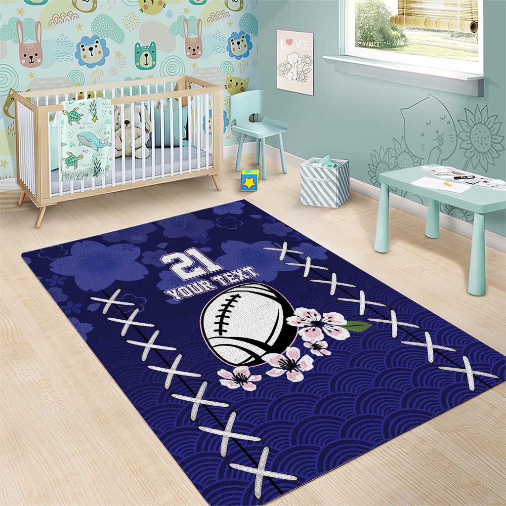 Custom Japan Rugby Pacific Area Rug Sakuras Rising Sun with Polynesian Pattern LT9 - Wonder Print Shop