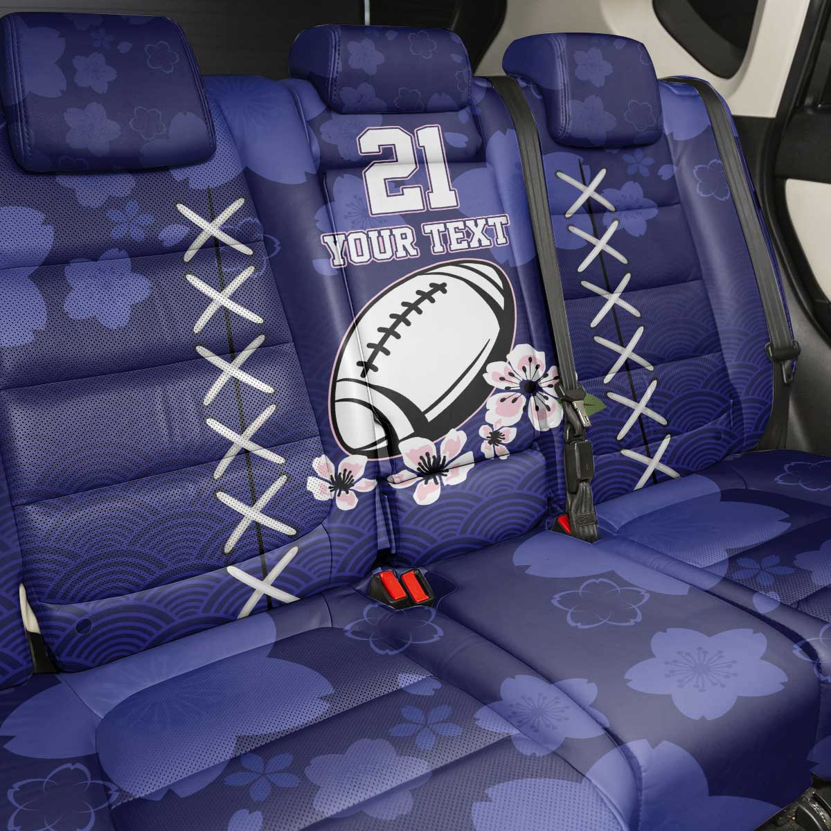 Custom Japan Rugby Pacific Back Car Seat Cover Sakuras Rising Sun with Polynesian Pattern LT9 - Wonder Print Shop
