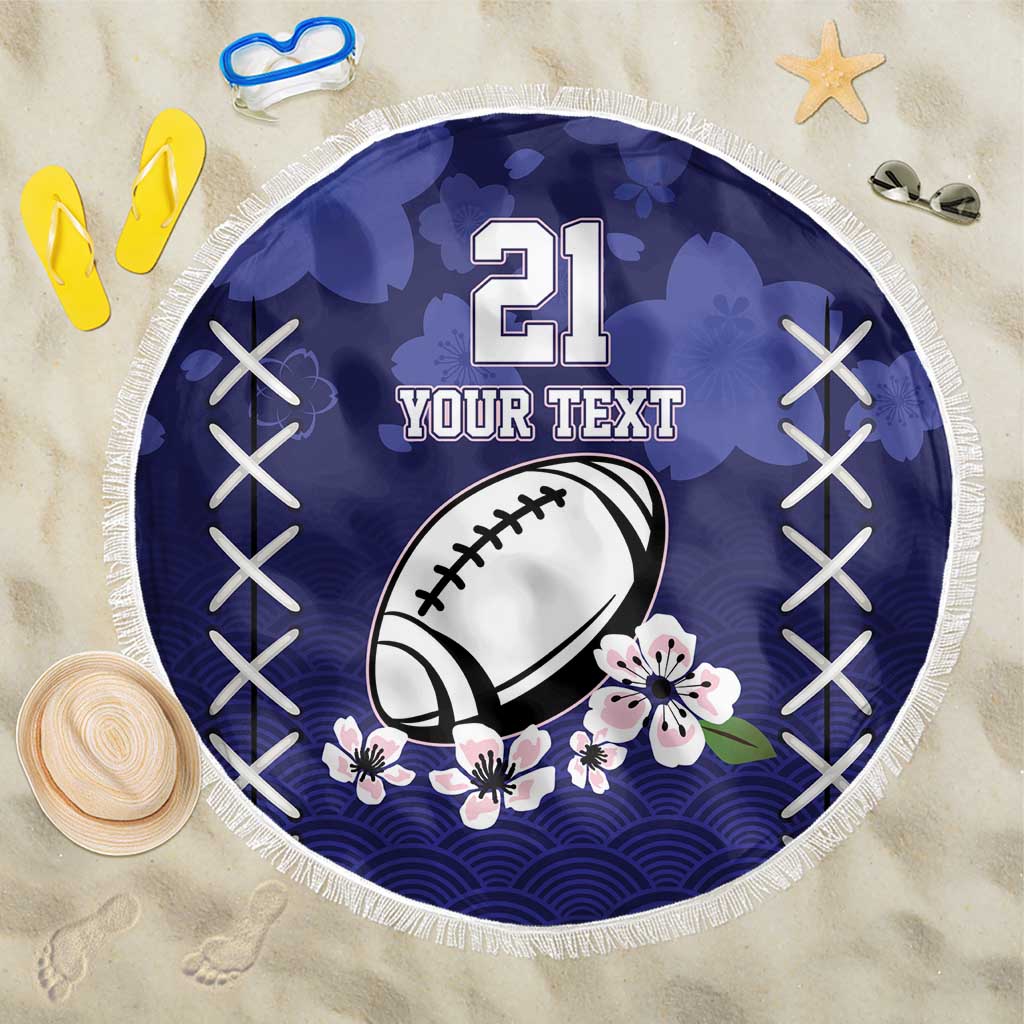 Custom Japan Rugby Pacific Beach Blanket Sakuras Rising Sun with Polynesian Pattern LT9 - Wonder Print Shop
