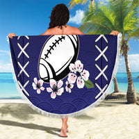 Custom Japan Rugby Pacific Beach Blanket Sakuras Rising Sun with Polynesian Pattern LT9 - Wonder Print Shop