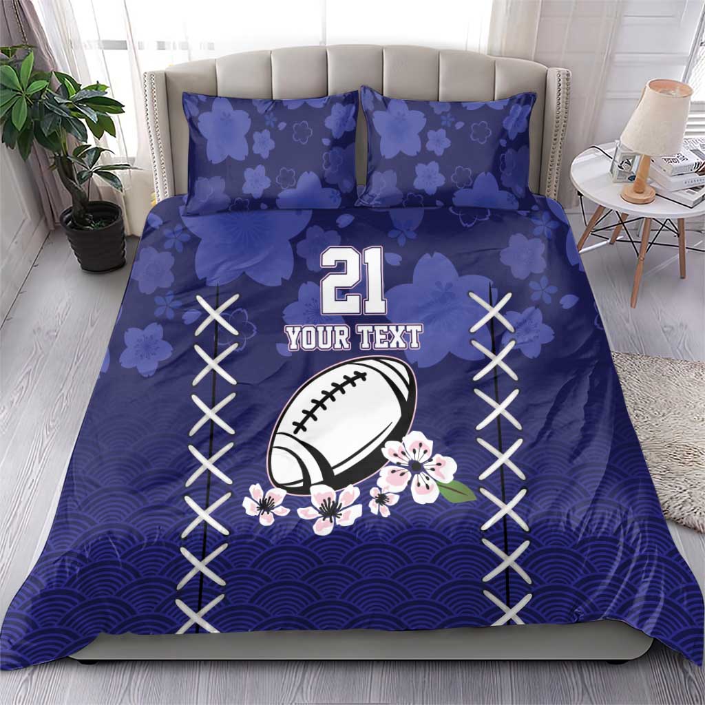 Custom Japan Rugby Pacific Bedding Set Sakuras Rising Sun with Polynesian Pattern LT9 - Wonder Print Shop