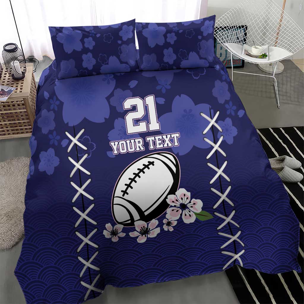 Custom Japan Rugby Pacific Bedding Set Sakuras Rising Sun with Polynesian Pattern LT9 - Wonder Print Shop
