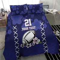 Custom Japan Rugby Pacific Bedding Set Sakuras Rising Sun with Polynesian Pattern LT9 - Wonder Print Shop