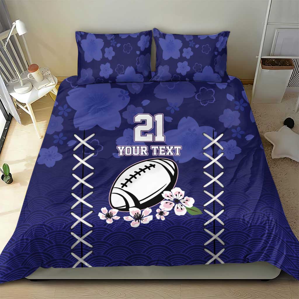 Custom Japan Rugby Pacific Bedding Set Sakuras Rising Sun with Polynesian Pattern LT9 - Wonder Print Shop