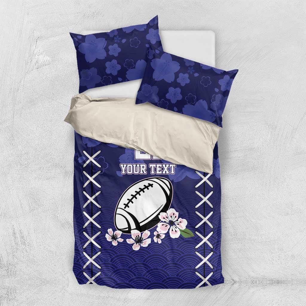 Custom Japan Rugby Pacific Bedding Set Sakuras Rising Sun with Polynesian Pattern LT9 - Wonder Print Shop