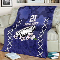 Custom Japan Rugby Pacific Blanket Sakuras Rising Sun wiht Polynesian Pattern