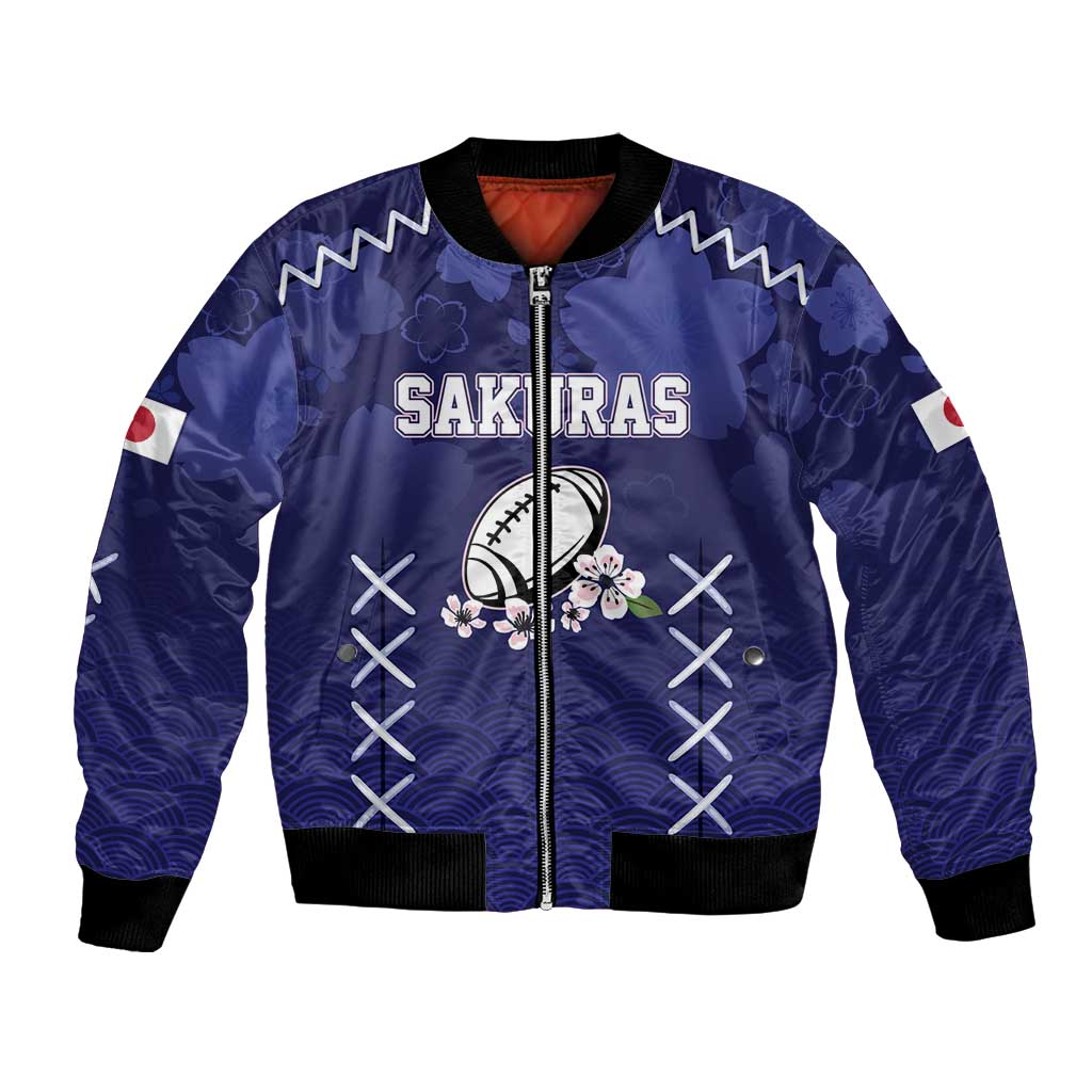 Custom Japan Rugby Pacific Bomber Jacket Sakuras Rising Sun with Polynesian Pattern LT9 - Wonder Print Shop