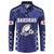 Custom Japan Rugby Pacific Button Sweatshirt Sakuras Rising Sun with Polynesian Pattern LT9 - Wonder Print Shop