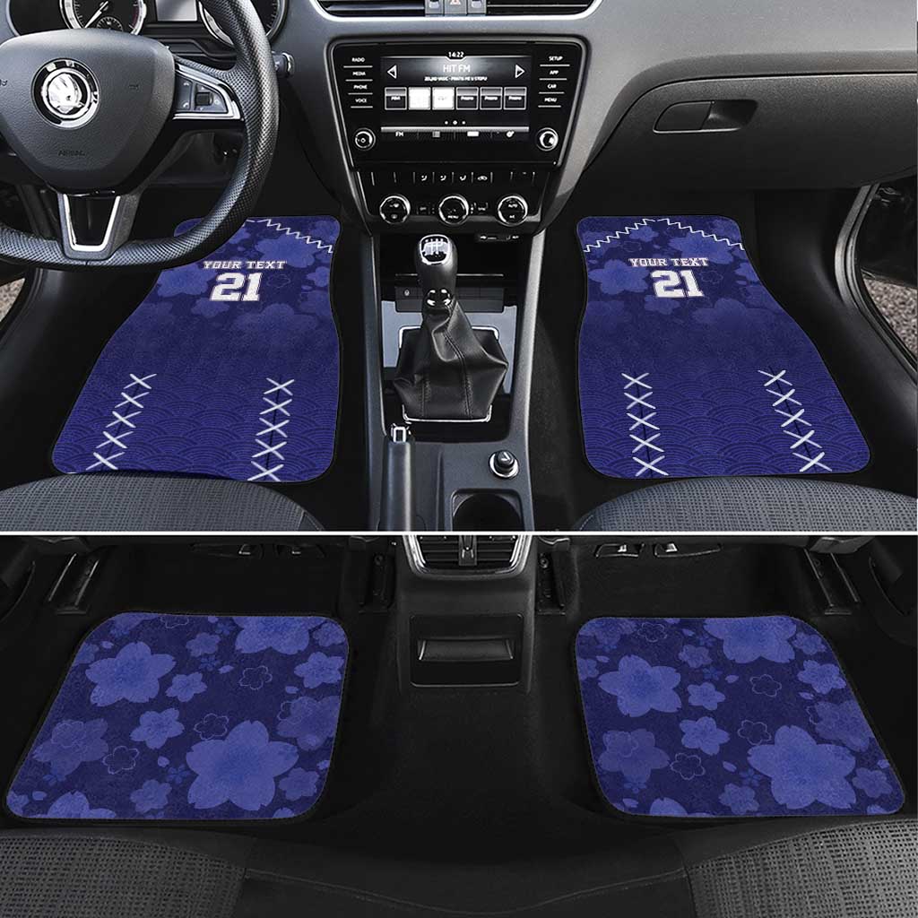 Custom Japan Rugby Pacific Car Mats Sakuras Rising Sun with Polynesian Pattern LT9 - Wonder Print Shop