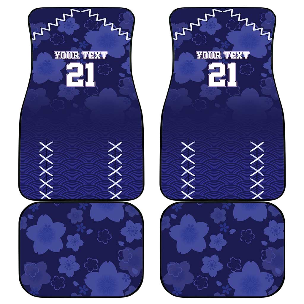 Custom Japan Rugby Pacific Car Mats Sakuras Rising Sun with Polynesian Pattern LT9 - Wonder Print Shop