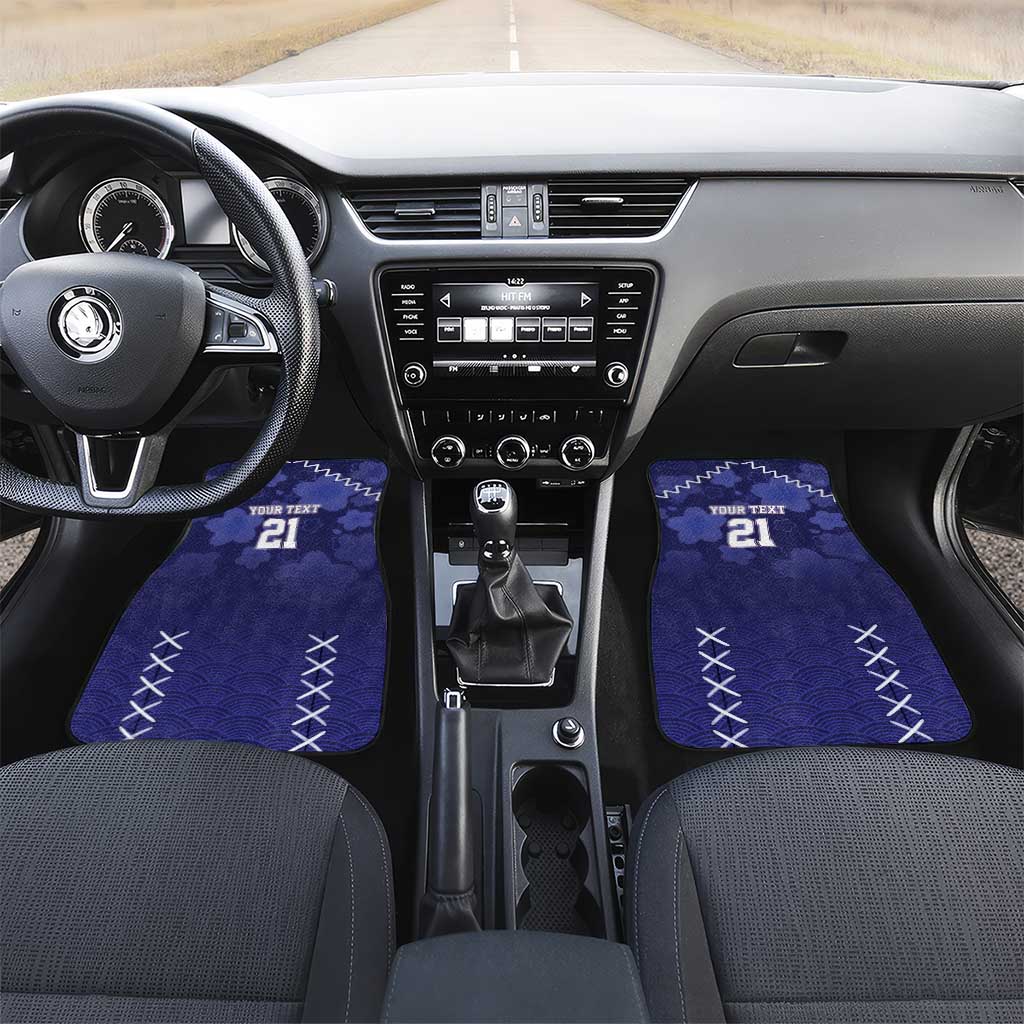 Custom Japan Rugby Pacific Car Mats Sakuras Rising Sun with Polynesian Pattern LT9 - Wonder Print Shop