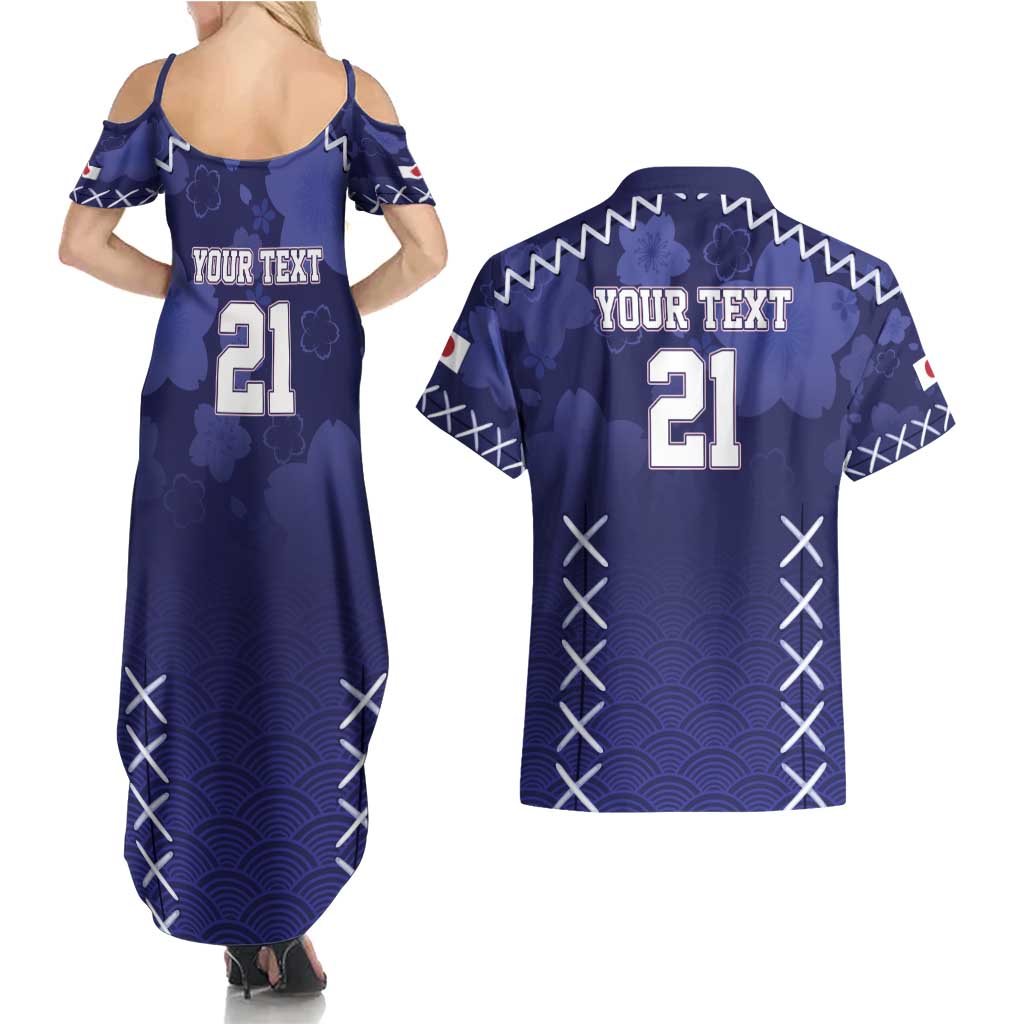 Custom Japan Rugby Pacific Couples Matching Summer Maxi Dress and Hawaiian Shirt Sakuras Rising Sun with Polynesian Pattern LT9 - Wonder Print Shop