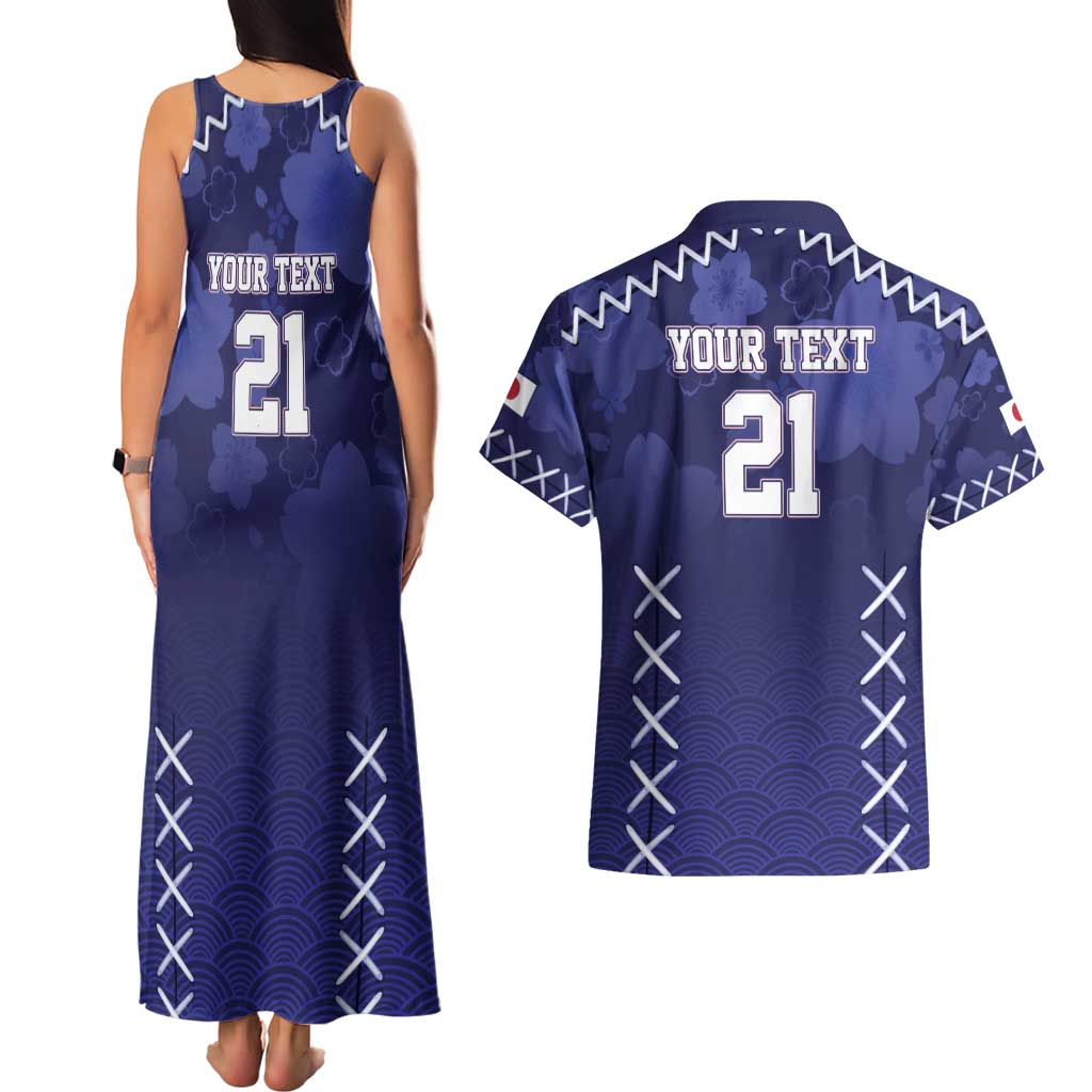 Custom Japan Rugby Pacific Couples Matching Tank Maxi Dress and Hawaiian Shirt Sakuras Rising Sun with Polynesian Pattern LT9 - Wonder Print Shop