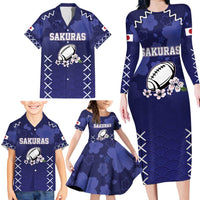 Custom Japan Rugby Pacific Family Matching Long Sleeve Bodycon Dress and Hawaiian Shirt Sakuras Rising Sun with Polynesian Pattern LT9 - Wonder Print Shop