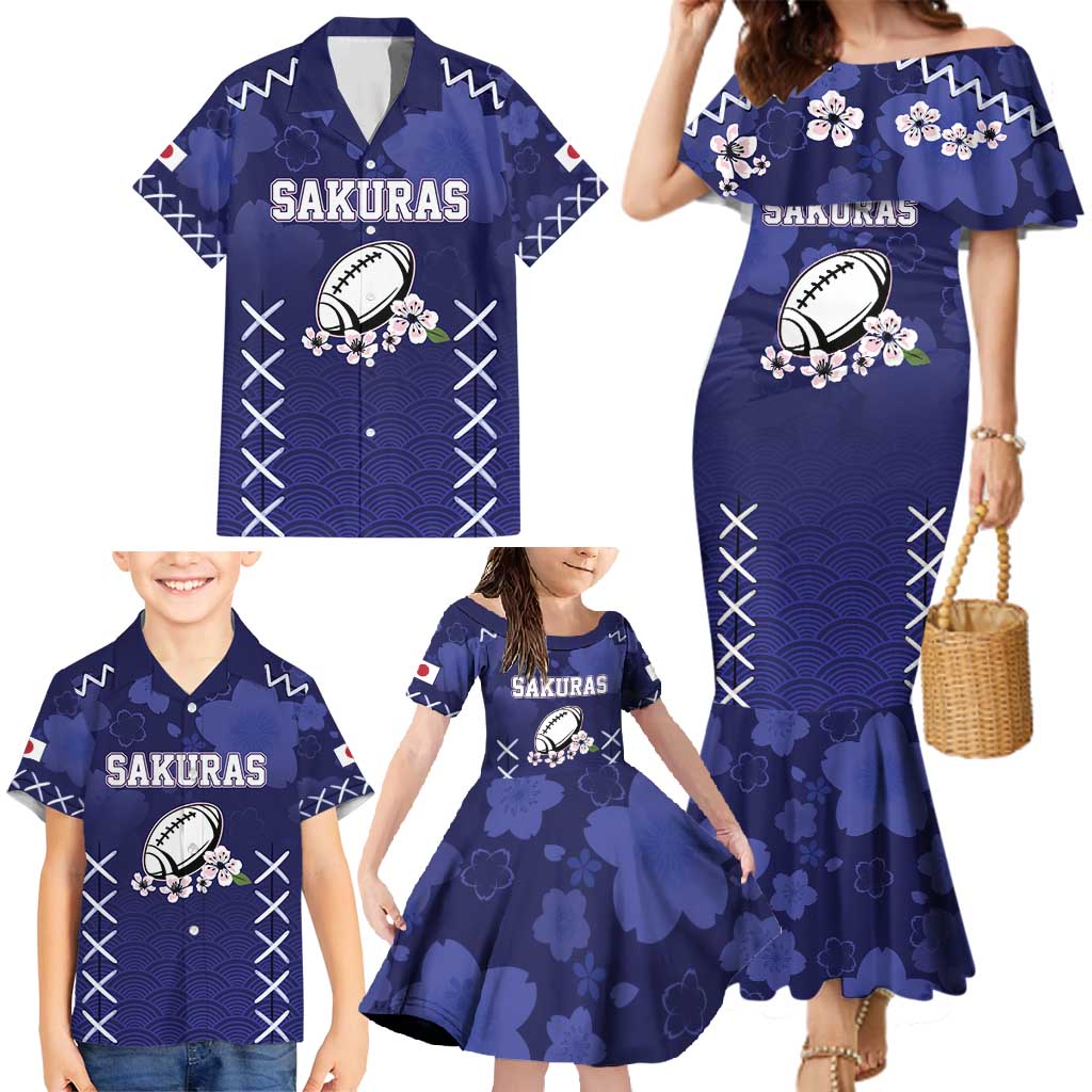 Custom Japan Rugby Pacific Family Matching Mermaid Dress and Hawaiian Shirt Sakuras Rising Sun with Polynesian Pattern LT9 - Wonder Print Shop