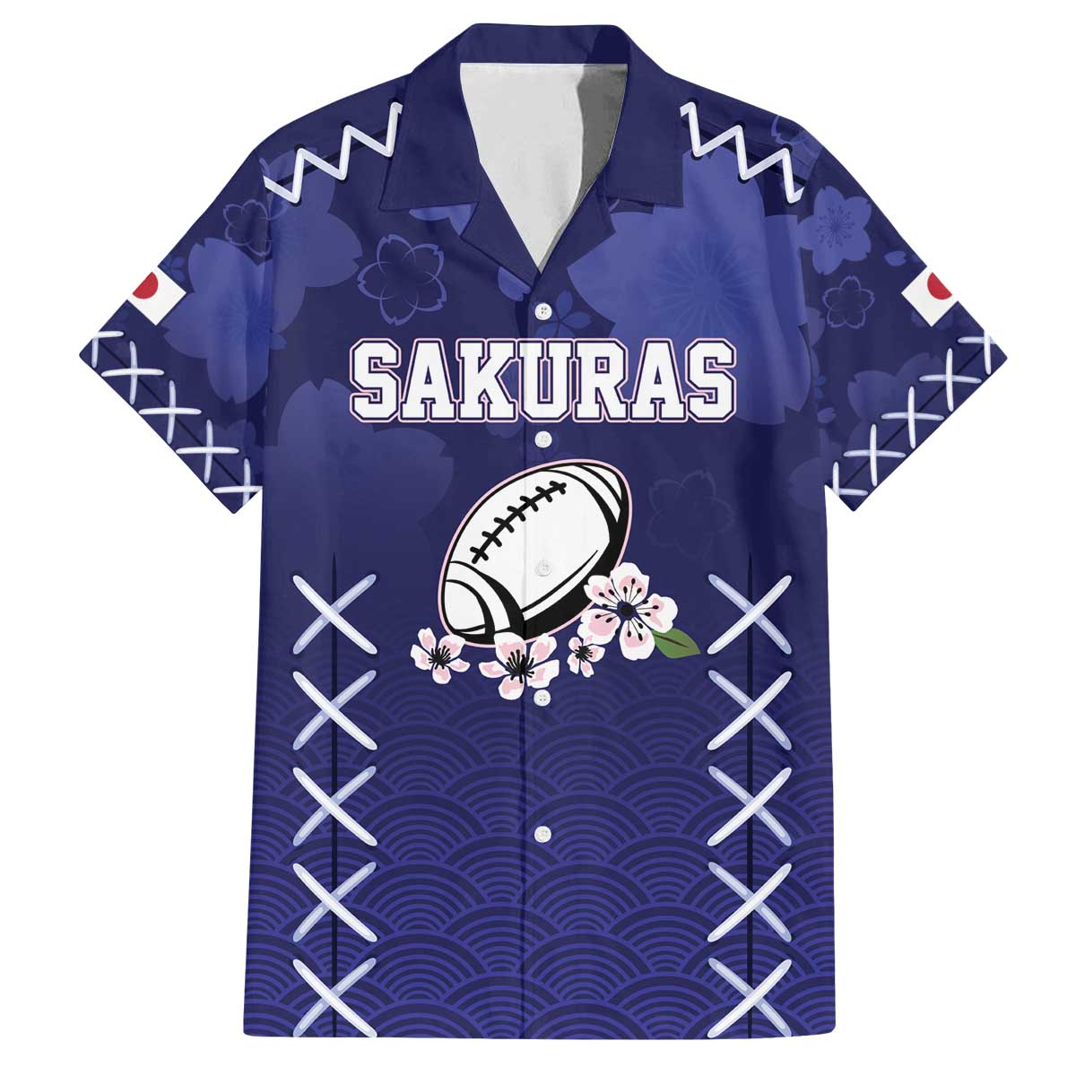 Custom Japan Rugby Pacific Family Matching Off The Shoulder Long Sleeve Dress and Hawaiian Shirt Sakuras Rising Sun with Polynesian Pattern - Wonder Print Shop