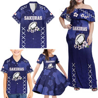 Custom Japan Rugby Pacific Family Matching Off Shoulder Maxi Dress and Hawaiian Shirt Sakuras Rising Sun with Polynesian Pattern LT9 - Wonder Print Shop