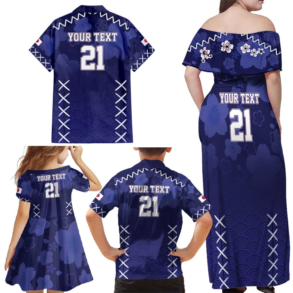 Custom Japan Rugby Pacific Family Matching Off Shoulder Maxi Dress and Hawaiian Shirt Sakuras Rising Sun with Polynesian Pattern LT9 - Wonder Print Shop