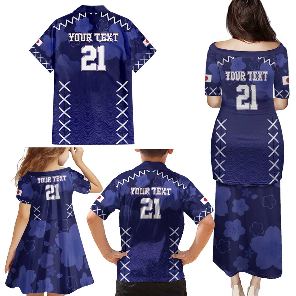 Custom Japan Rugby Pacific Family Matching Puletasi and Hawaiian Shirt Sakuras Rising Sun with Polynesian Pattern - Wonder Print Shop