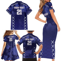 Custom Japan Rugby Pacific Family Matching Short Sleeve Bodycon Dress and Hawaiian Shirt Sakuras Rising Sun with Polynesian Pattern - Wonder Print Shop