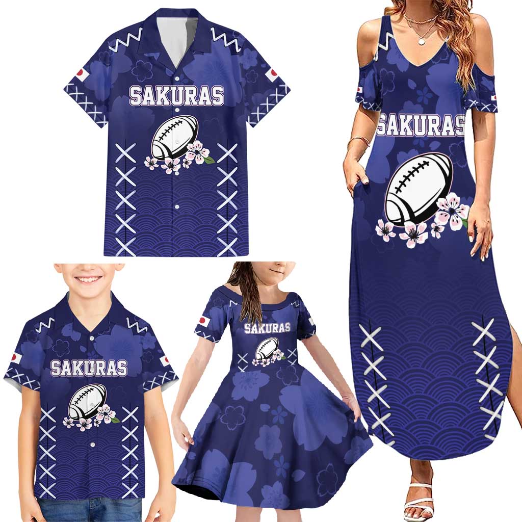 Custom Japan Rugby Pacific Family Matching Summer Maxi Dress and Hawaiian Shirt Sakuras Rising Sun with Polynesian Pattern - Wonder Print Shop