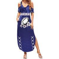 Custom Japan Rugby Pacific Family Matching Summer Maxi Dress and Hawaiian Shirt Sakuras Rising Sun with Polynesian Pattern - Wonder Print Shop