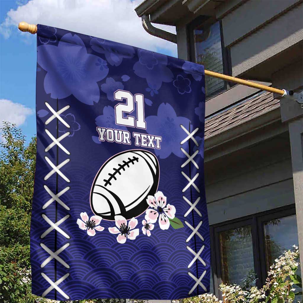 Custom Japan Rugby Pacific Garden Flag Sakuras Rising Sun with Polynesian Pattern - Wonder Print Shop