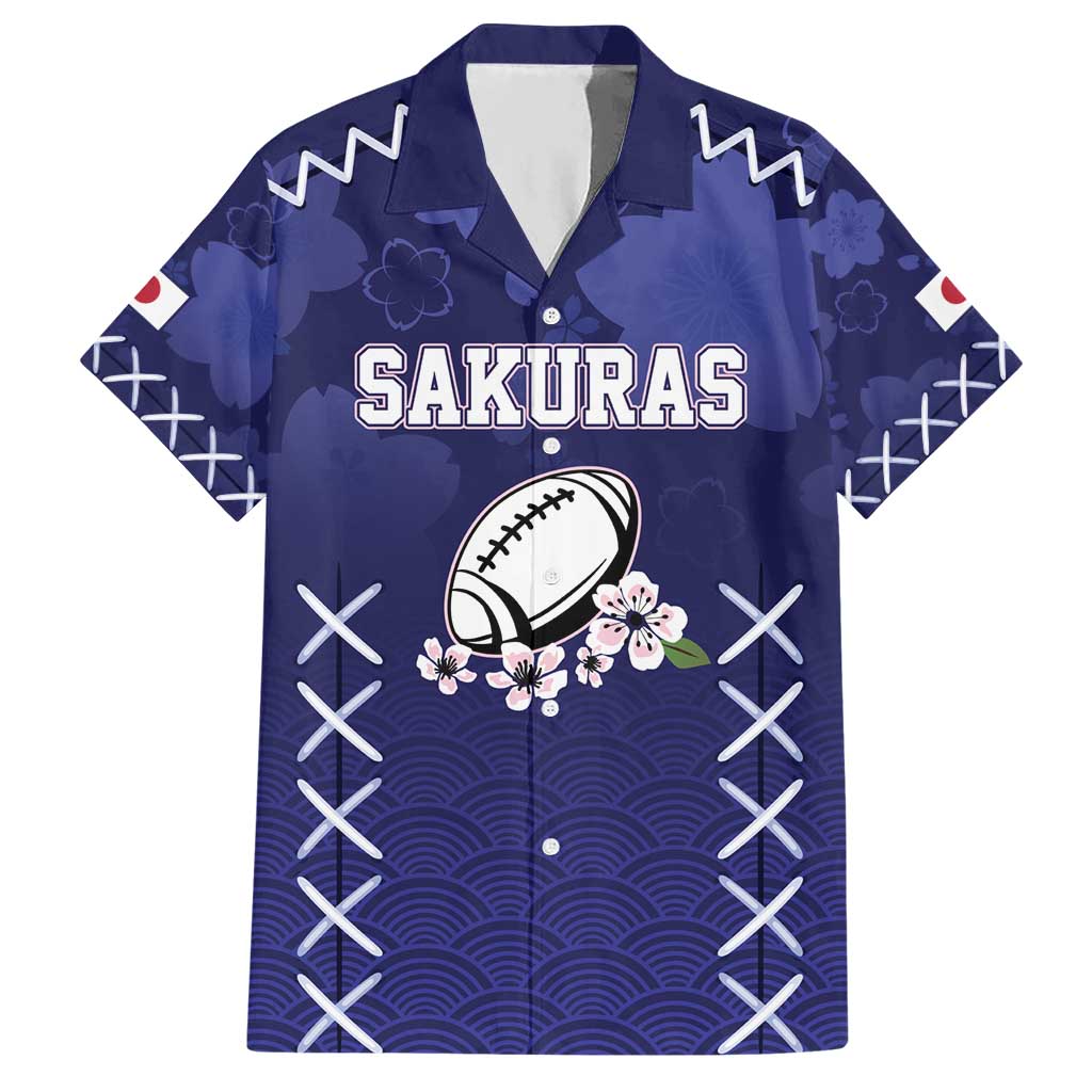 Custom Japan Rugby Pacific Hawaiian Shirt Sakuras Rising Sun with Polynesian Pattern - Wonder Print Shop