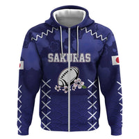 Custom Japan Rugby Pacific Hoodie Sakuras Rising Sun with Polynesian Pattern - Wonder Print Shop