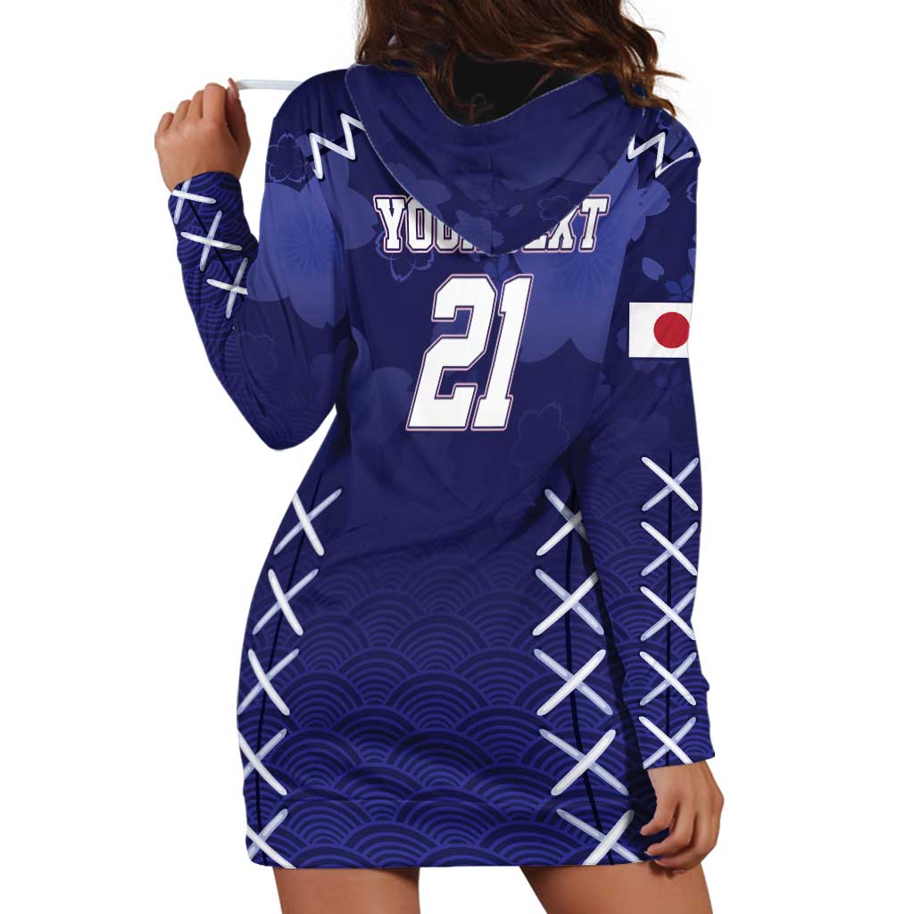 Custom Japan Rugby Pacific Hoodie Dress Sakuras Rising Sun with Polynesian Pattern - Wonder Print Shop