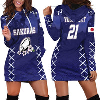 Custom Japan Rugby Pacific Hoodie Dress Sakuras Rising Sun with Polynesian Pattern - Wonder Print Shop