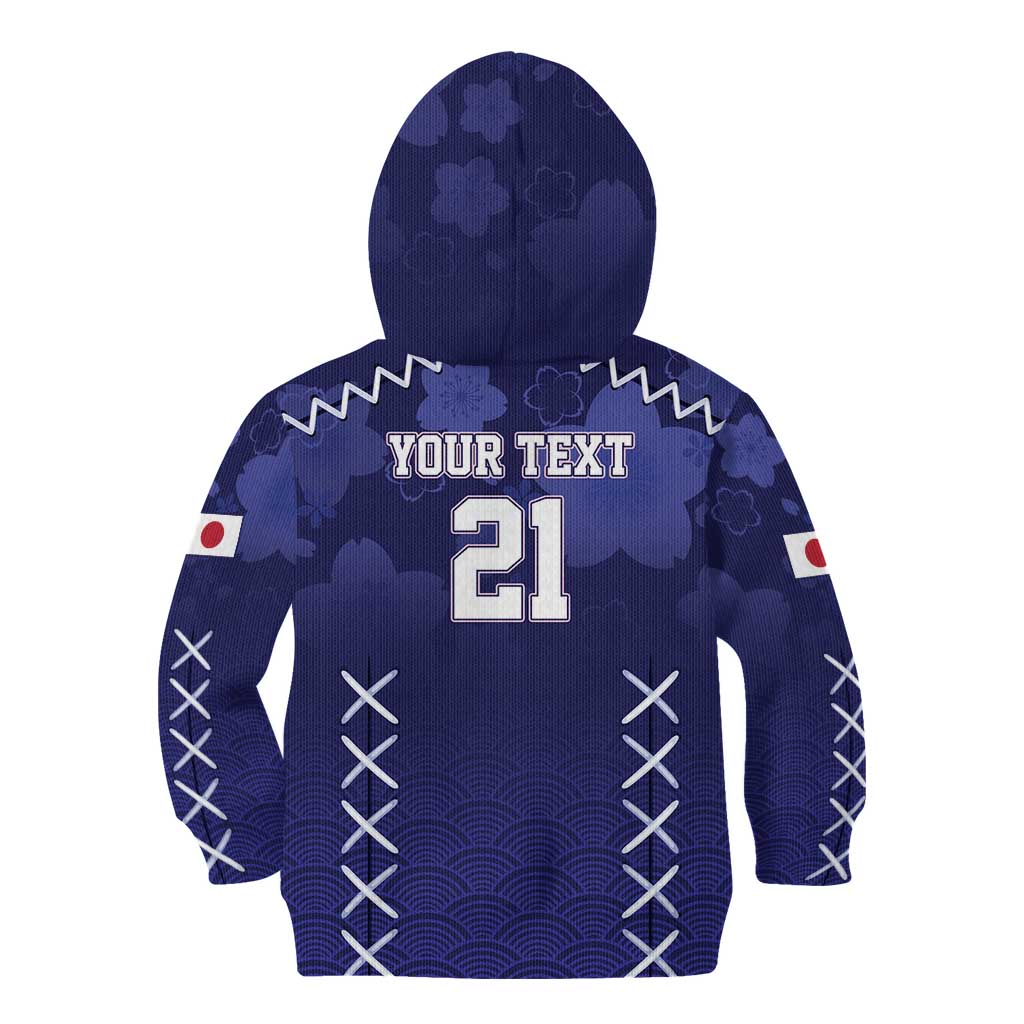 Custom Japan Rugby Pacific Kid Hoodie Sakuras Rising Sun with Polynesian Pattern - Wonder Print Shop