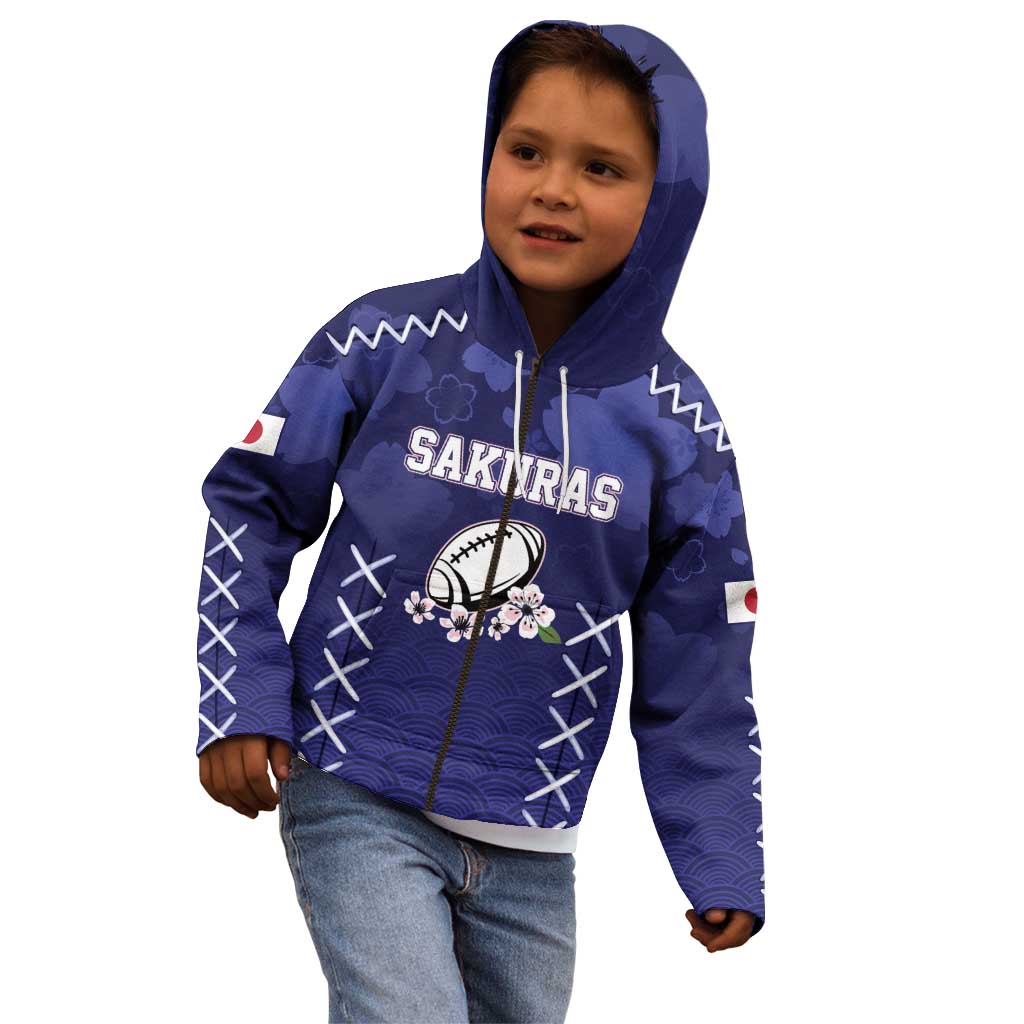 Custom Japan Rugby Pacific Kid Hoodie Sakuras Rising Sun with Polynesian Pattern - Wonder Print Shop